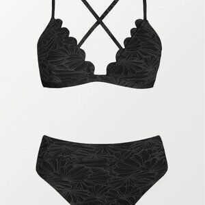 Black/Grey Floral Bikini Set
